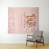 ほのかなピンクのダイヤモンドドリップス ハッピー16歳の誕生日 タペストリー (インサイチュ(横))