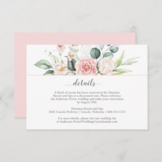 ほのかなピンクのバラとユーカリの封入カード エンクロージャーカード (正面/裏面)