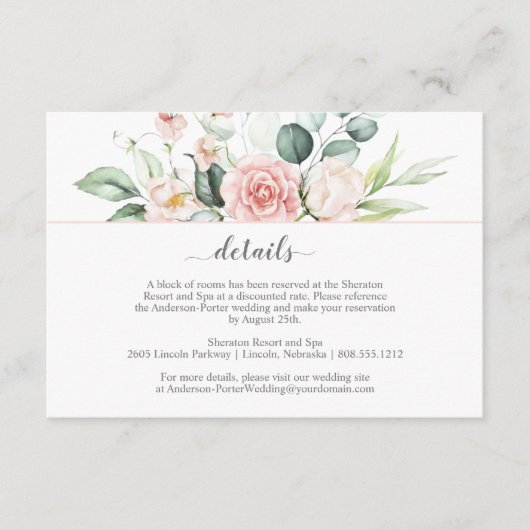 ほのかなピンクのバラとユーカリの封入カード エンクロージャーカード (正面)