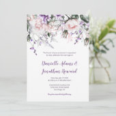 ほのかなピンクのバラと紫の野花のウェディング 招待状 (スタンド正面)