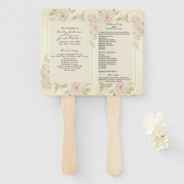 ほのかなピンクのバラの花水彩ヴィンテージ プログラム ハンドファン