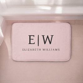 ほのかなピンクのモダンなスクリプトガールズのイニシャル名 バスマット