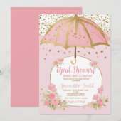 ほのかなピンクの傘 4月の雨が5月の花を育てる 招待状 (正面/裏面)