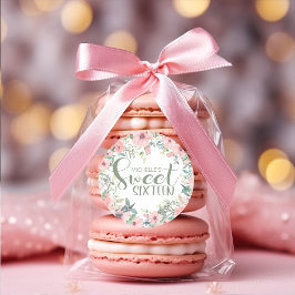 ほのかなピンクの花 サージュグリーンの葉 スイート16 ラウンドシール