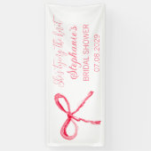 ほのかなピンクの蝶結び 彼女は結婚する ブライダルシャワー 横断幕 (縦)