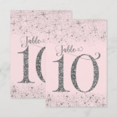 ほのかなピンクの銀のグリッター テーブルナンバー 10 (正面/裏面)