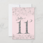 ほのかなピンクの銀のグリッター テーブルナンバー 11 (正面)