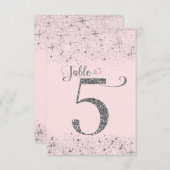 ほのかなピンクの銀のグリッター テーブルナンバー 5番 (正面/裏面)
