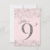 ほのかなピンクの銀のグリッター テーブルナンバー 9 (正面)