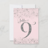 ほのかなピンクの銀のグリッター テーブルナンバー 9 (裏面)