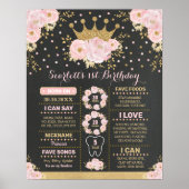 ほのかなピンクゴールドの花冠プリンセスマイルストーン ポスター (正面)