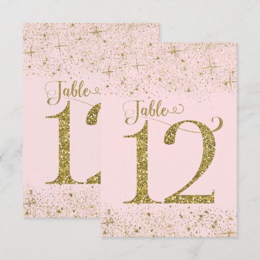 ほのかなピンクゴールドグリッター テーブルナンバー 12 (正面/裏面)