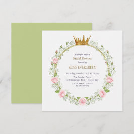 ほのかなロマンス:ピンクのバラとカスミソウのデザイン 招待状