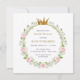 ほのかなロマンス：ピンクのバラとカスミソウ 招待状