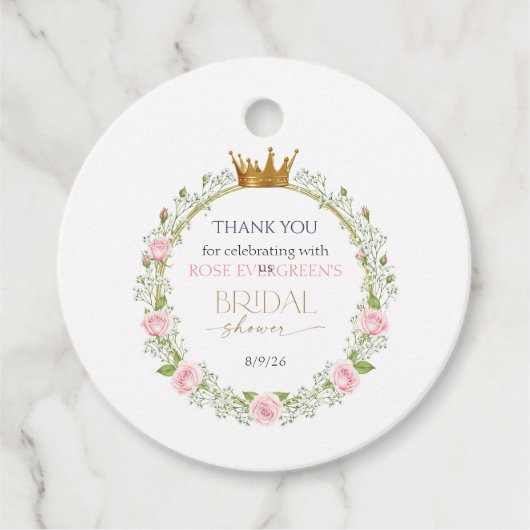 ほのかなロマンス：ピンクのバラとコデマリ フェイバータグ (正面)