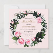 ほのかなロマンス：ピンクのバラとチューリップのブーケ 招待状 (正面)