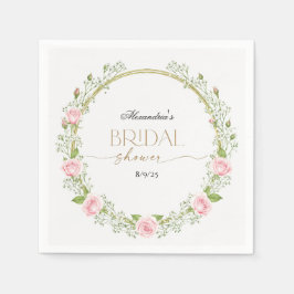 ほのかなロマンス：ピンクのバラ＆スターチス スタンダードカクテルナプキン