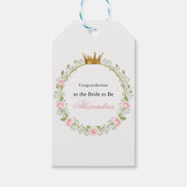 ほのかなロマンス: ピンクのバラ & ワタスゲ ギフトタグ