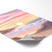 ほのかな海の夕焼け | ビーチの水彩画 ポスター (角)