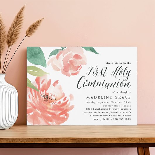ほのかな芍薬 | ファースト・ホーリー・コミュニオン招待状 招待状