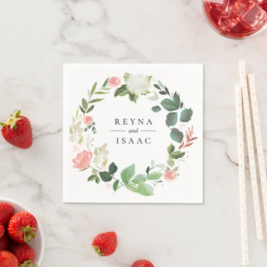 ほのかな花のリース オーダーメイドの紙ナプキン スタンダードカクテルナプキン (インサイチュ)