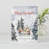ほのぼの水彩ウサギ+クリスマス+キャロル+雪の山 シーズンカード (スタンド正面)
