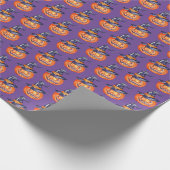 ほほ不気味ほ笑むハロウィーンのカボチャ ラッピングペーパー (角)