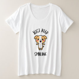 「ほほ保ほ笑み」かわいいかわいい子犬 プラスサイズTシャツ