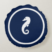 ほぼネイビーブルーシーホース航海のデザイン ラウンドクッション (裏面)
