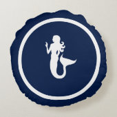 ほぼネイビーブルー+ホワイト人魚メルマン ラウンドクッション (裏面)