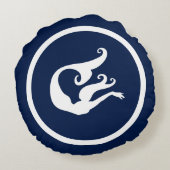 ほぼネイビーブルー+白マーメイド航海の ラウンドクッション (裏面)