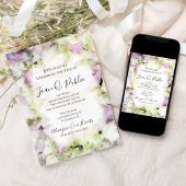 ほぼピンクのあじさいお祝い・オブ・ライフ・メモリアル 招待状