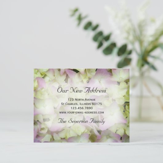 ほぼピンクのあじさい新住所のお知らせ 案内状 (スタンド正面)