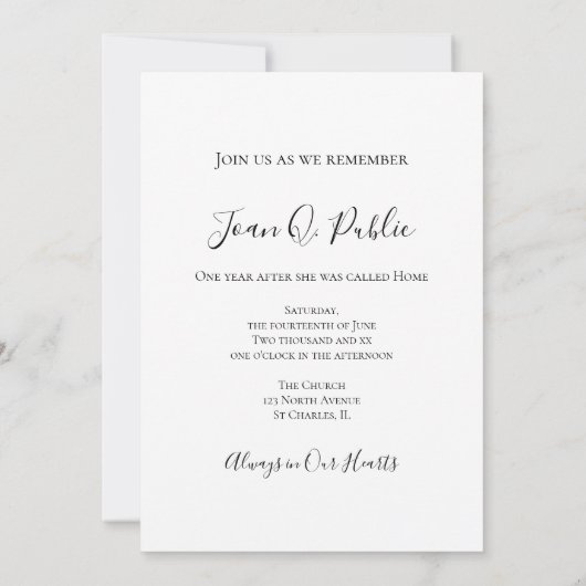 ほぼピンクのあじさい水色死亡記念日 招待状 (裏面)