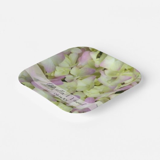 ほぼピンクのあじさい結婚の花 ペーパープレート (傾斜あり)