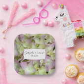 ほぼピンクのあじさい結婚の花 ペーパープレート (パーティー)