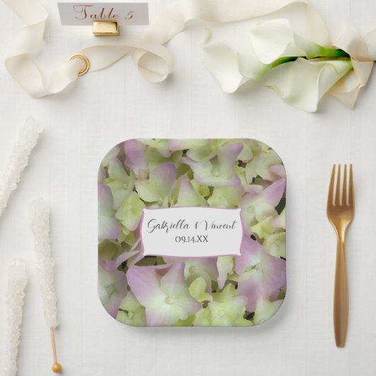 ほぼピンクのあじさい結婚の花 ペーパープレート (ウェディング)