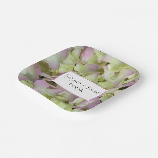 ほぼピンクのあじさい結婚の花 ペーパープレート (傾斜あり)