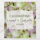 ほぼピンクのあじさい結婚の花 ワインラベル (シングルラベル)