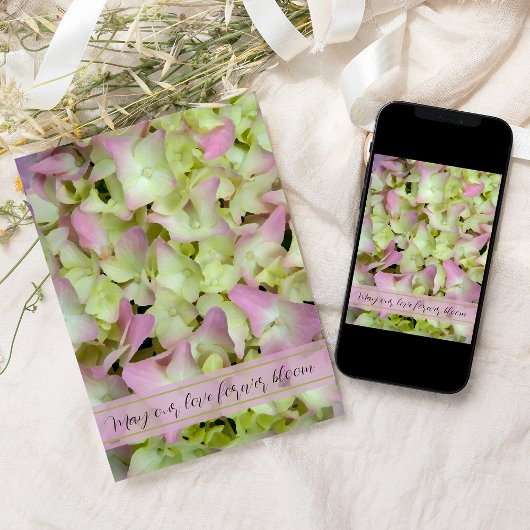 ほぼピンクのあじさい結婚の花 招待状