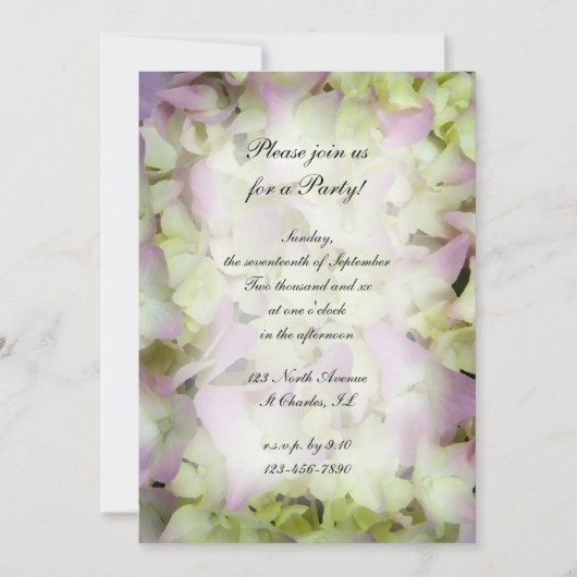 ほぼピンクのあじさい花すべて激怒パーティー 招待状 (正面)