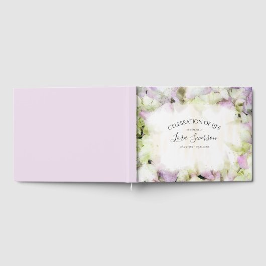 ほぼピンクのあじさい花のお祝い ゲストブック (全面)