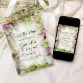 ほぼピンクのあじさい花の結婚式の日付を保存 セーブザデート