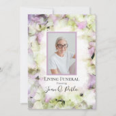 ほぼピンクのあじさい花リビング葬儀パーティー 招待状 (正面)