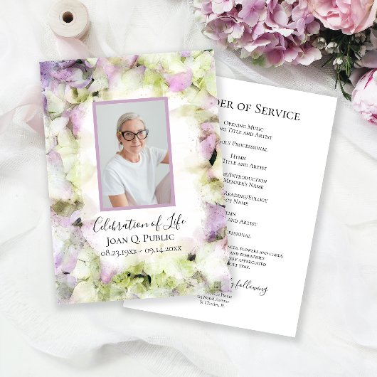 ほぼピンクのあじさい花葬儀サービス プログラム