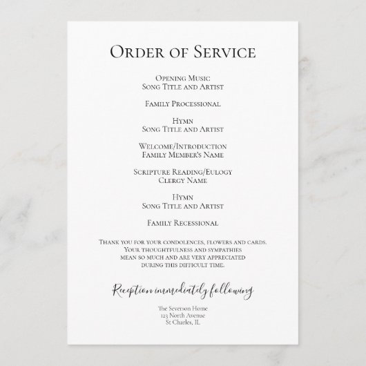 ほぼピンクのあじさい花葬儀サービス プログラム (裏面)