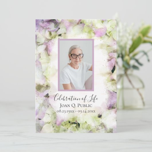 ほぼピンクのあじさい花葬儀サービス プログラム (スタンド正面)