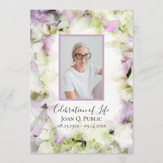 ほぼピンクのあじさい花葬儀サービス プログラム (正面)