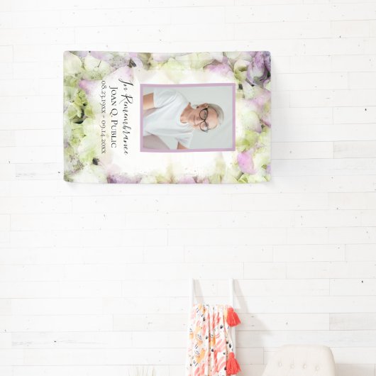 ほぼピンクのあじさい花葬式メモリアル 横断幕 (インサイチュ)