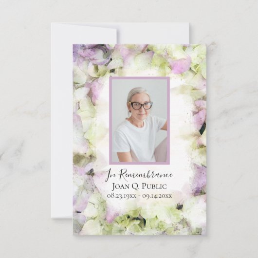 ほぼピンクアジサイの水彩葬儀悔やみや弔慰 サンキューカード (正面)